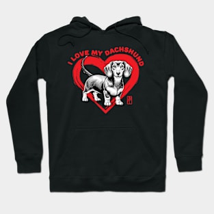 I Love My Dachshund - I Love my dog - Joyful dog Hoodie